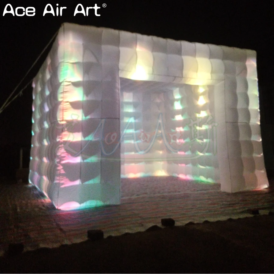 3.9m Inflatable Cube Tent With LED Lights Cubic Structure Wedding Party Decorations