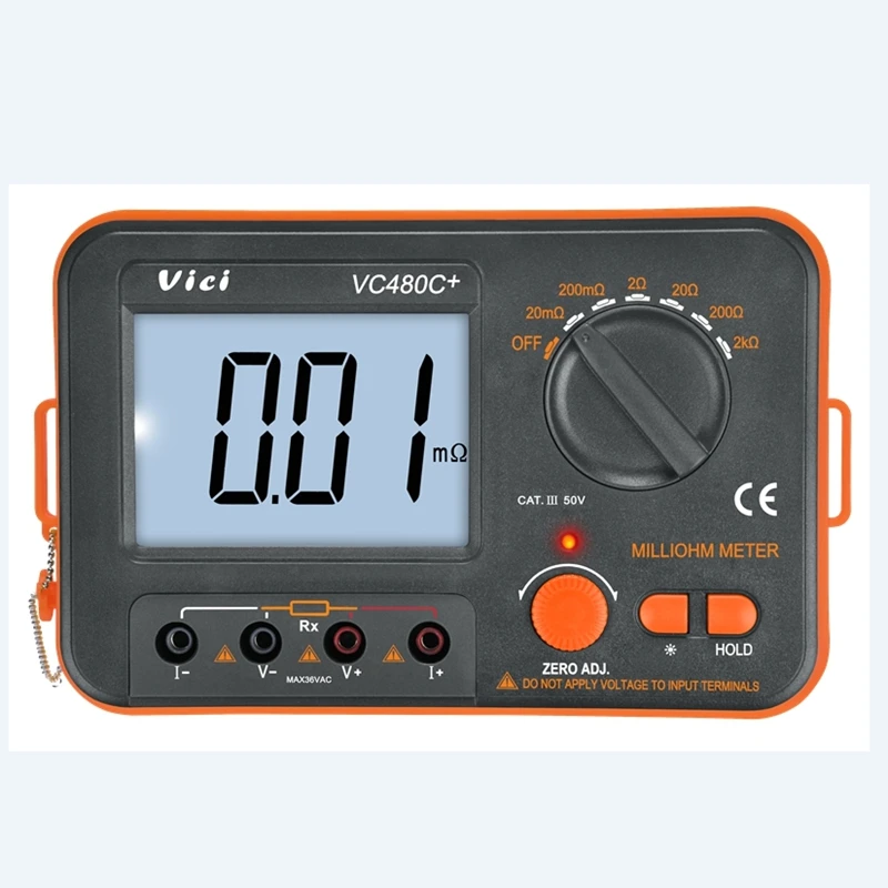 Digital Milliohm Meter VICI Brand 3 1/2 LCD Display 4 Wire Test Low Resistance Tester 6 Ranges Accuracy Ohm Multimeter Backlit