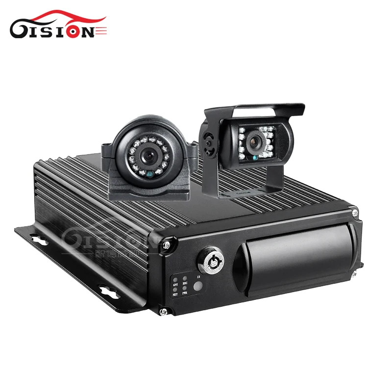 2Pcs Metal 2.0MP Backup Car Camera With 4Channel H.264 4G GPS Dual SD Car Mobile Dvr Kits IPhone Android Phone Monitor mdvr