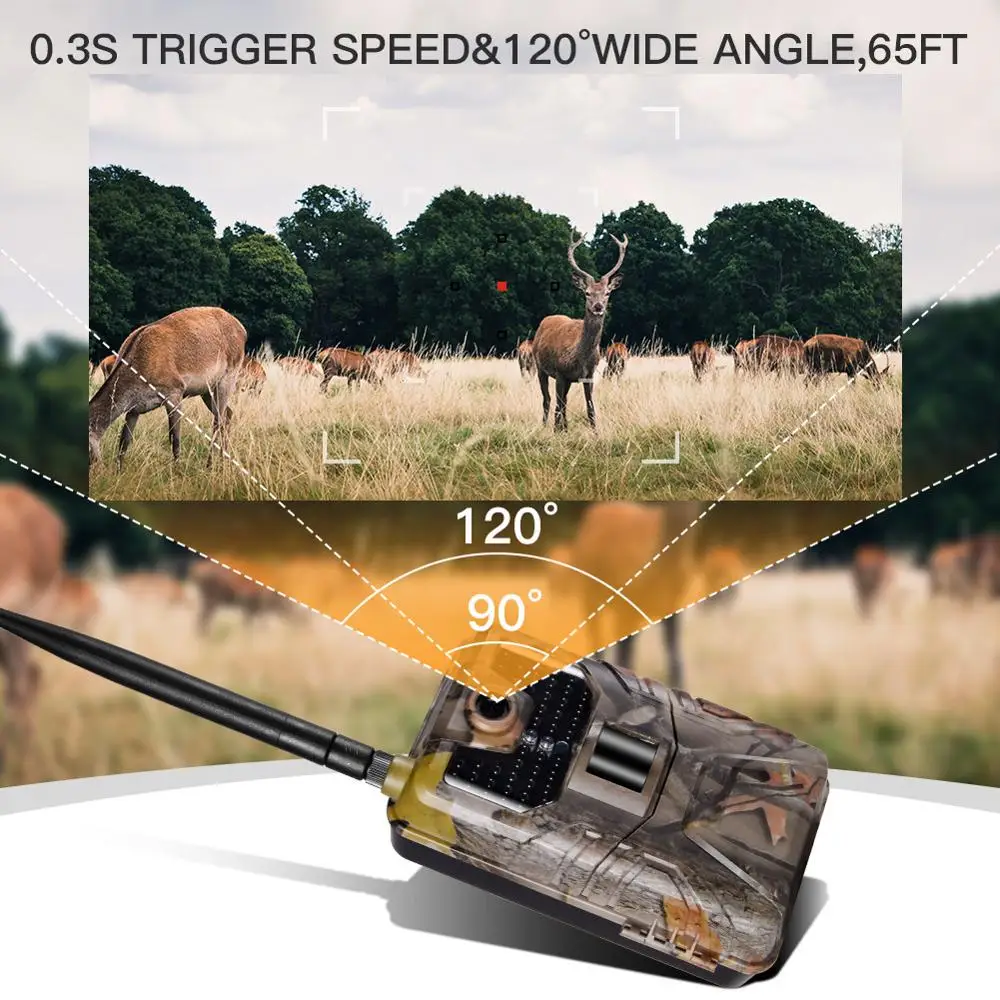 Caméra de chasse sans fil avec vision nocturne cellulaire, 20MP, 1080P, 2G SMS MMS SMTP Email, HC900M permission