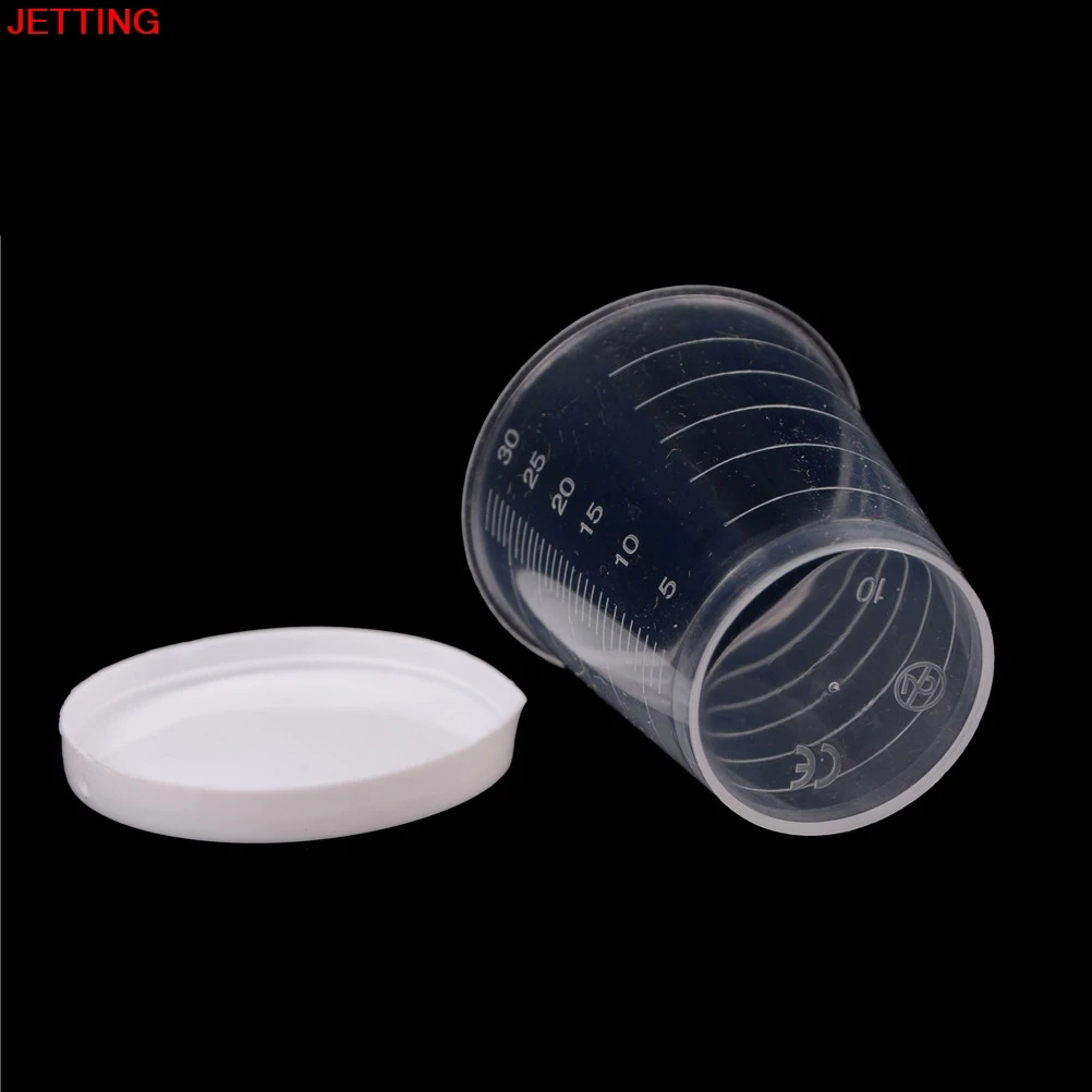 10 PCS 30ml Clear PP Liquid Measuring Cups Plastic Graduaeted Laboratory Test Cylinder White Lid  Indexing Clear Container Tub