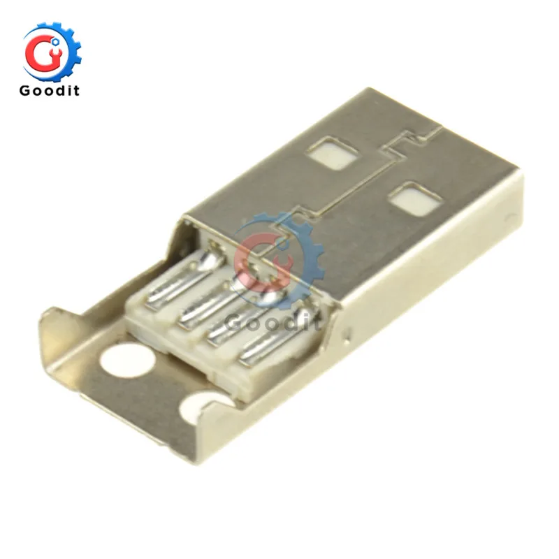 USB 2.0 A 타입 수컷 암컷 USB 4 핀 플러그 소켓 커넥터, 블랙 플라스틱 커버, A 타입 DIY 키트, 10 개