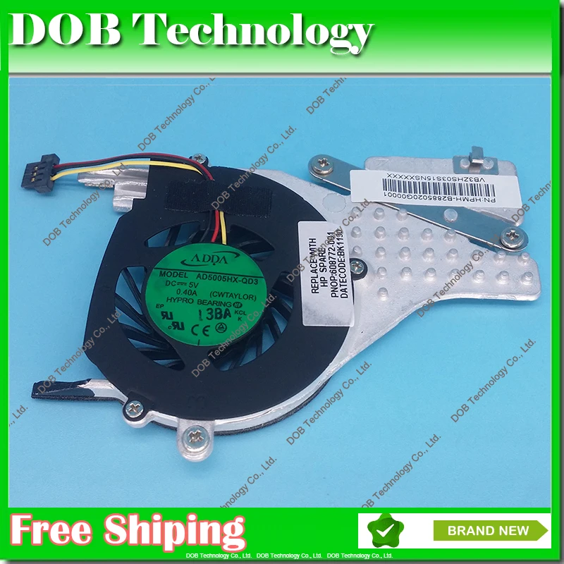 

Laptop CPU Cooling Fan for HP COMPAQ MINI CQ10 Mini 110-3000 HSTNN-Q46C 608772-001 AD5005HX-QD3 3 PIN CPU FAN heatsink