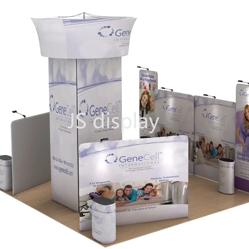 Portable Custom Trade Show Display Pop Up Stand Booth Square Tower with Hanging Sign