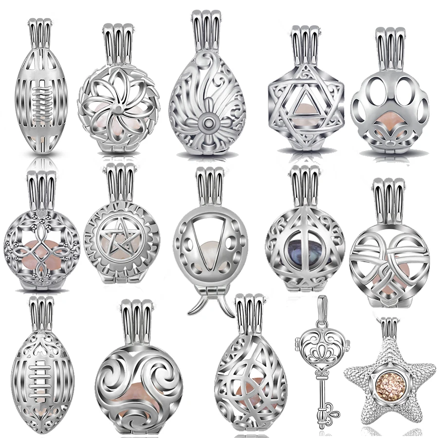 EUDORA Perle Käfig Silber Farbe Medaillon Parfüm Aroma Ätherisches Öl Diffusor Halskette 8mm Medaillon Anhänger Für DIY Schmuck – Detail 1