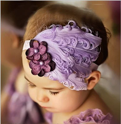 2019 feather baby headband girls\' hairbands bow pink Christmas hair Headbands