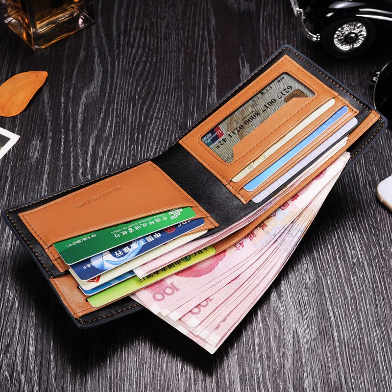 Bogesi Short Horizontal Vertical Design Men\'s Leather Purse Man Wallet Credit Card Holder For Male