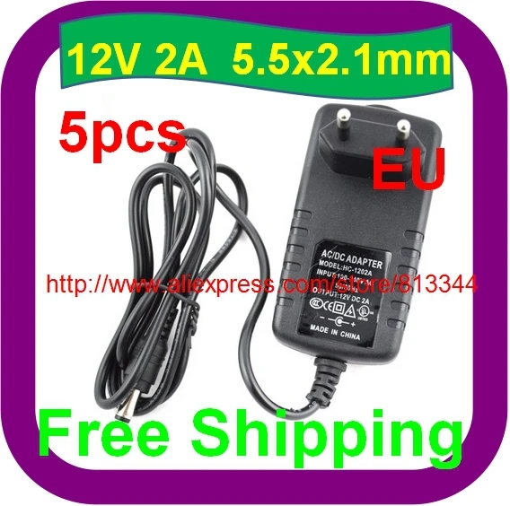 Free Shipping AC 100-240V to DC 12V 2A EU Plug AC/DC Power adapter charger 12V 2000mA Power Adapter for CCTV camera