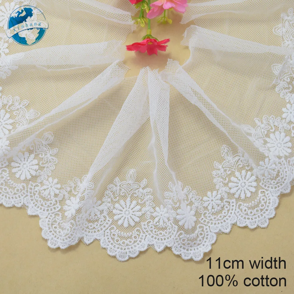 11cm Width Cotton Embroidery Sewing Ribbon Guipure Lace Fabric Trim Warp Knitting DIY Garment Accessories African lace#2940