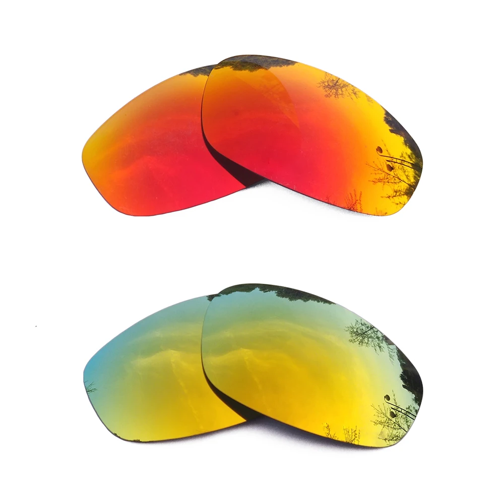 Orange Red Mirrored & 24K Gold Mirrored Polarized Replacement Lenses for Split Jacket Frame 100% UVA & UVB