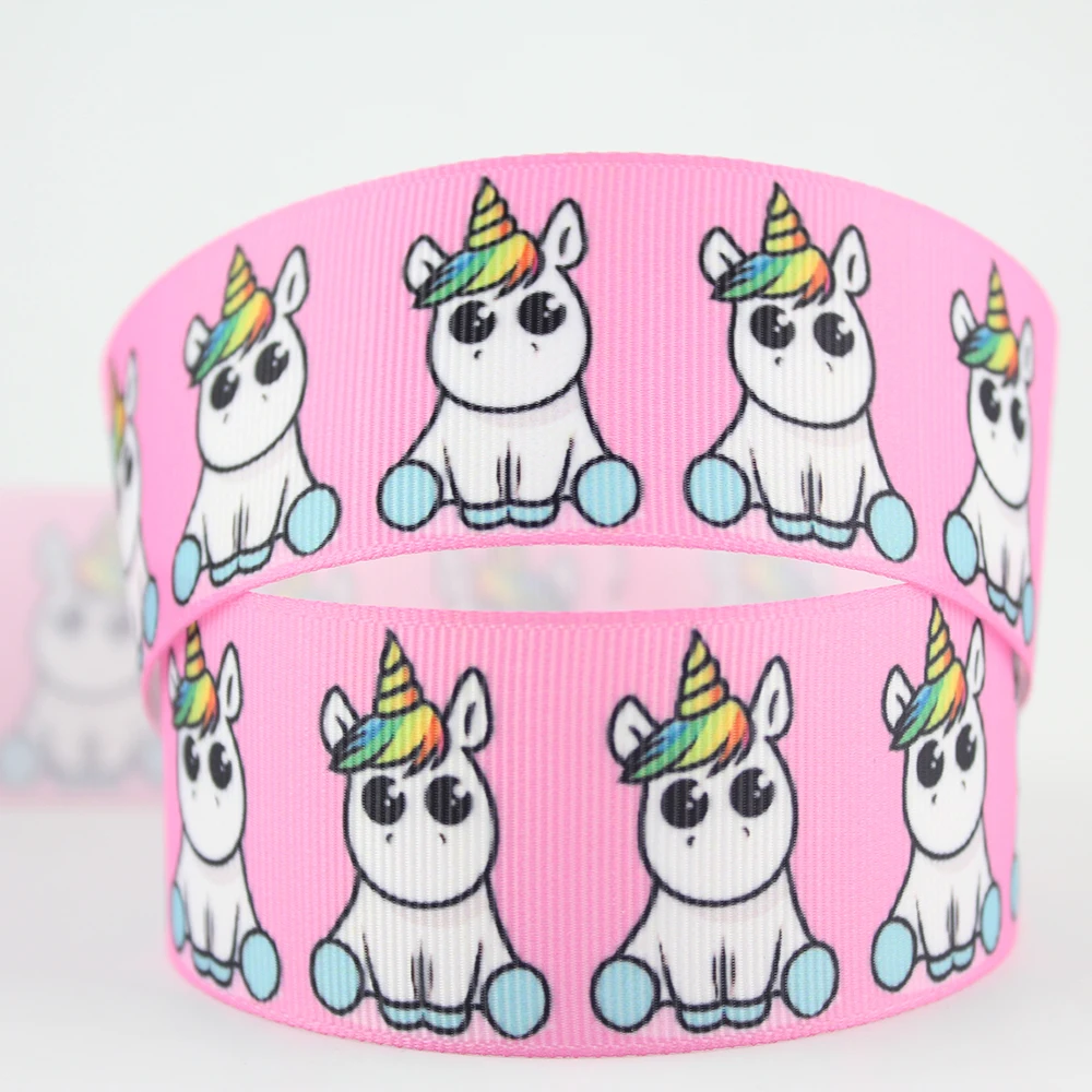 

Lovely Cartoon Pink Unicorn Printed Grosgrain Ribbon 38mm 50 yards DIY handmade hairbow wedding party decoration ribbons