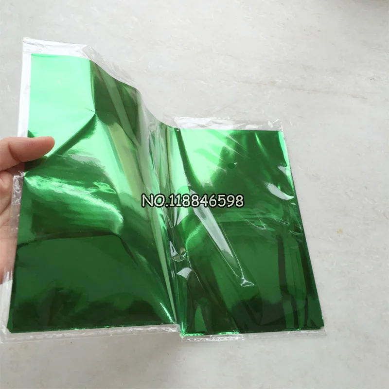 Papel de aluminio con estampado en caliente para caja dura y Material plástico, Color verde A4, 20x29cm, 50 unidades por lote