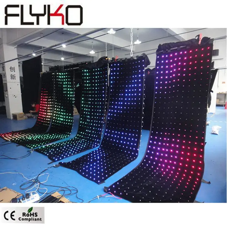 indoor wall Dj backdrop popular small size P9cm  3x1m  Connectible led video curtain with colorful lights