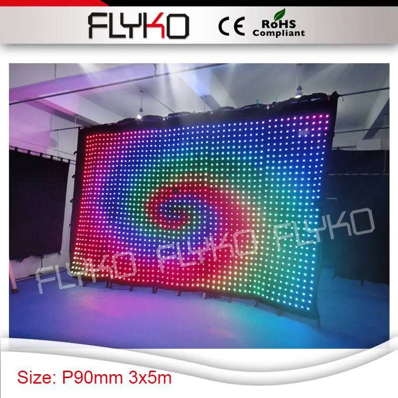 standard hot dimension 3x5m better resolution pixel pitch 90mm backdrop vision wall led curtain