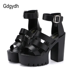 Gdgydh Sommerschuhe Frauen weiß offener Zehen knopf gürtel dicke Fersen keile Plateaus chuhe modische Sandalen Knöchel riemen