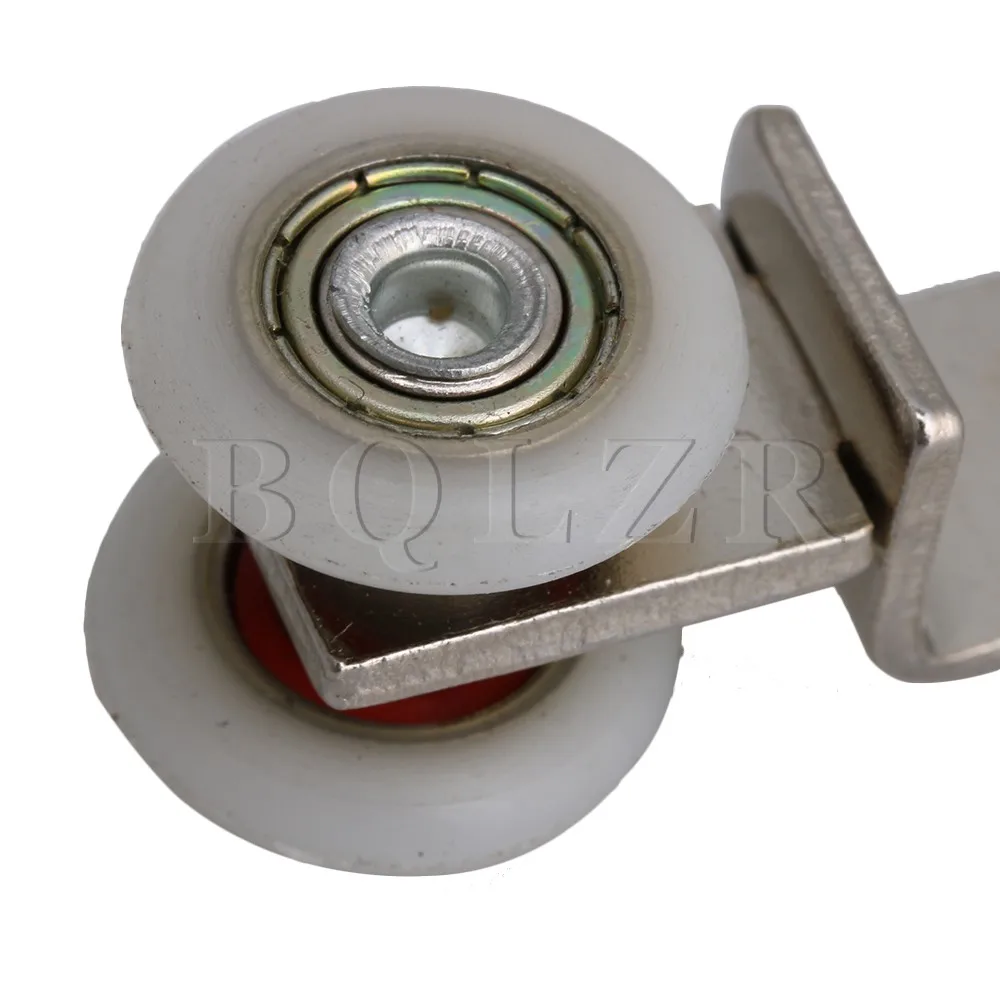 BQLZR-Metal Rolamento Polia Bloco com 2 Rodas De Plástico, Dobre Tubo, Porta Deslizante, Janela, Gabinete, Pacote de 10, 2.55x0.74 Polegadas