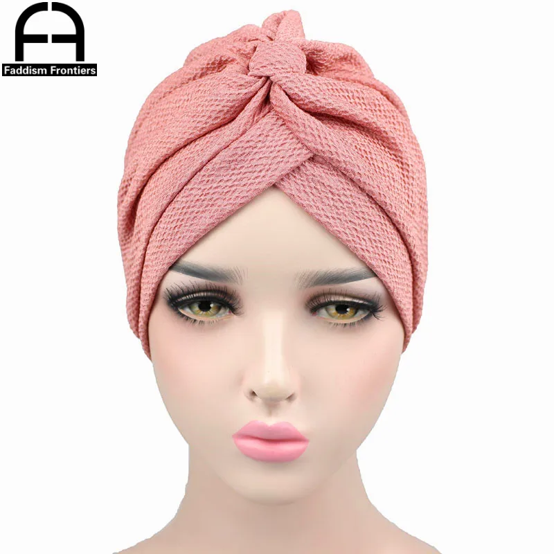 Moda damska Casual Turban Twist Winkle oddychająca Turban pałąk Chemo nakrycia głowy osłona na włosy akcesoria do włosów Turban