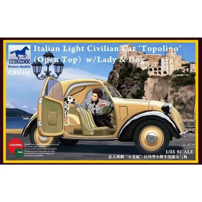 

BRONCO CB35165 1/35 Italian Light Civilian Car 'Topolino' (Open Top) w/Lady - Scale Model Kit