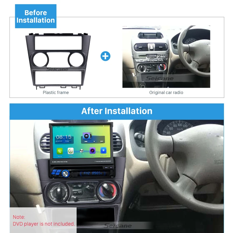 Seicane One Din Car Fascia Refitting Frame Kit for 1998-2002 Nissan N16 Fb15 Sunny Ex Sentra Trim Bezel Plate