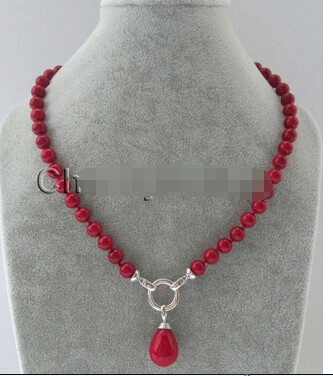 

18" 8mm perfect round red coral color south sea shell necklace Wholesale Lovely Women's Wedding Jewelry