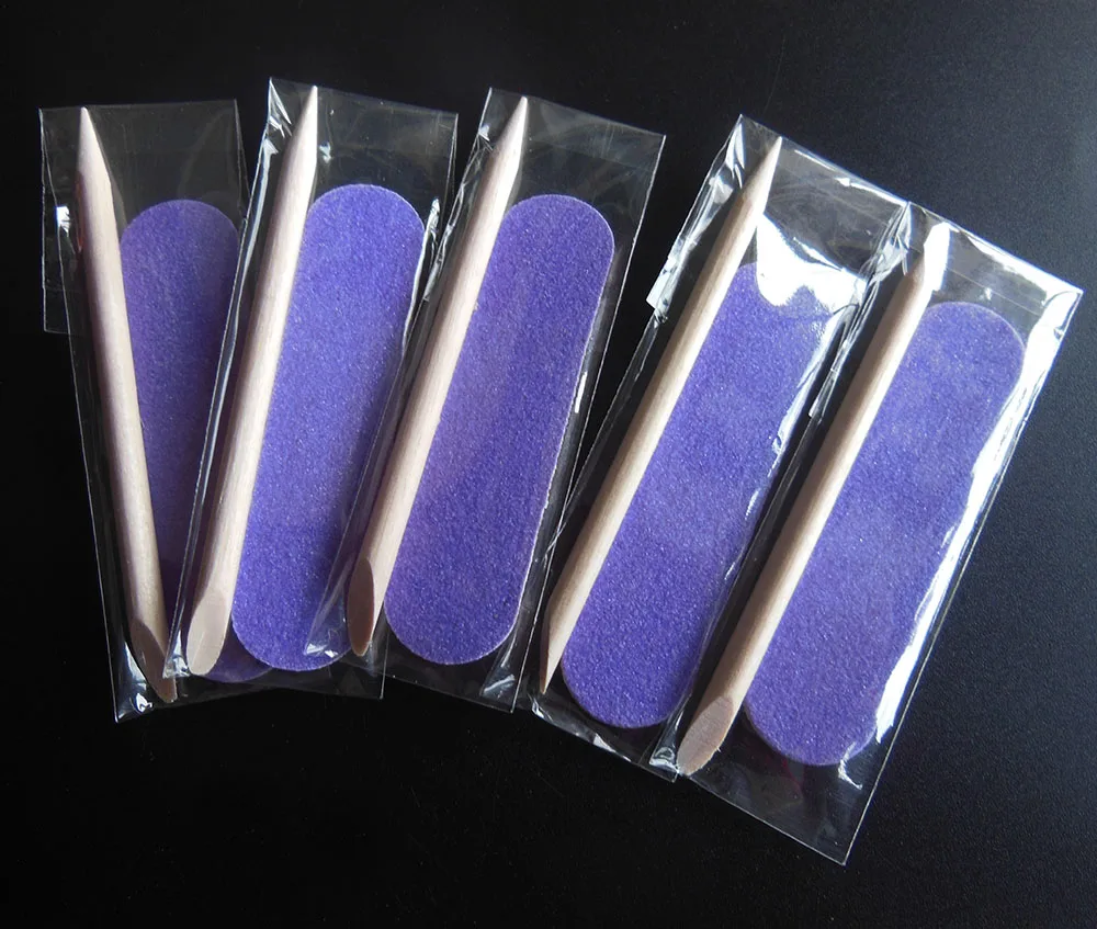 Mini juego de manicura y pedicura, kit de uñas desechables, lima de uñas de hotel, lima de uñas de madera, palo de madera para cutículas, 10 piezas