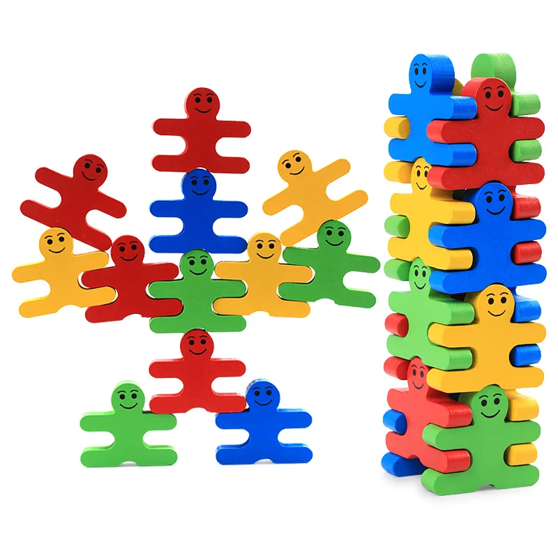 

16pcs parent-child interaction Wooden Building Block Sensory Balance Hand-eye Coordination Early Education Children's Toy Gift