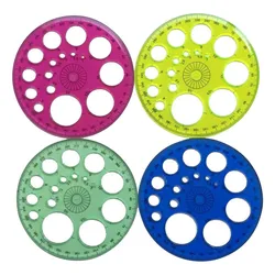 Regla Circular de retazos de alta calidad, regla de pie de 11,5 cm de diámetro, 360 grados, color azul, rojo, verde y amarillo opcional en cuatro colores, venta al por mayor, 1 unidad