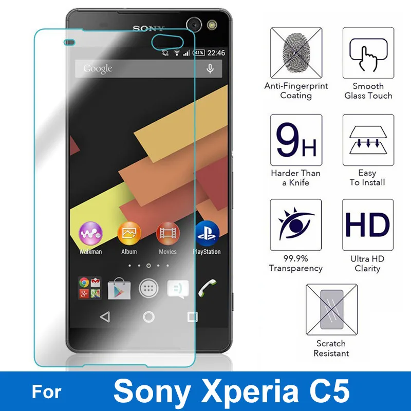 

For Sony Xperia C5 Ultra Dual Tempered Glass Safety Protective Film 2.5D 9H Screen Protector On E5506 LTE E5553 E5533 E5563