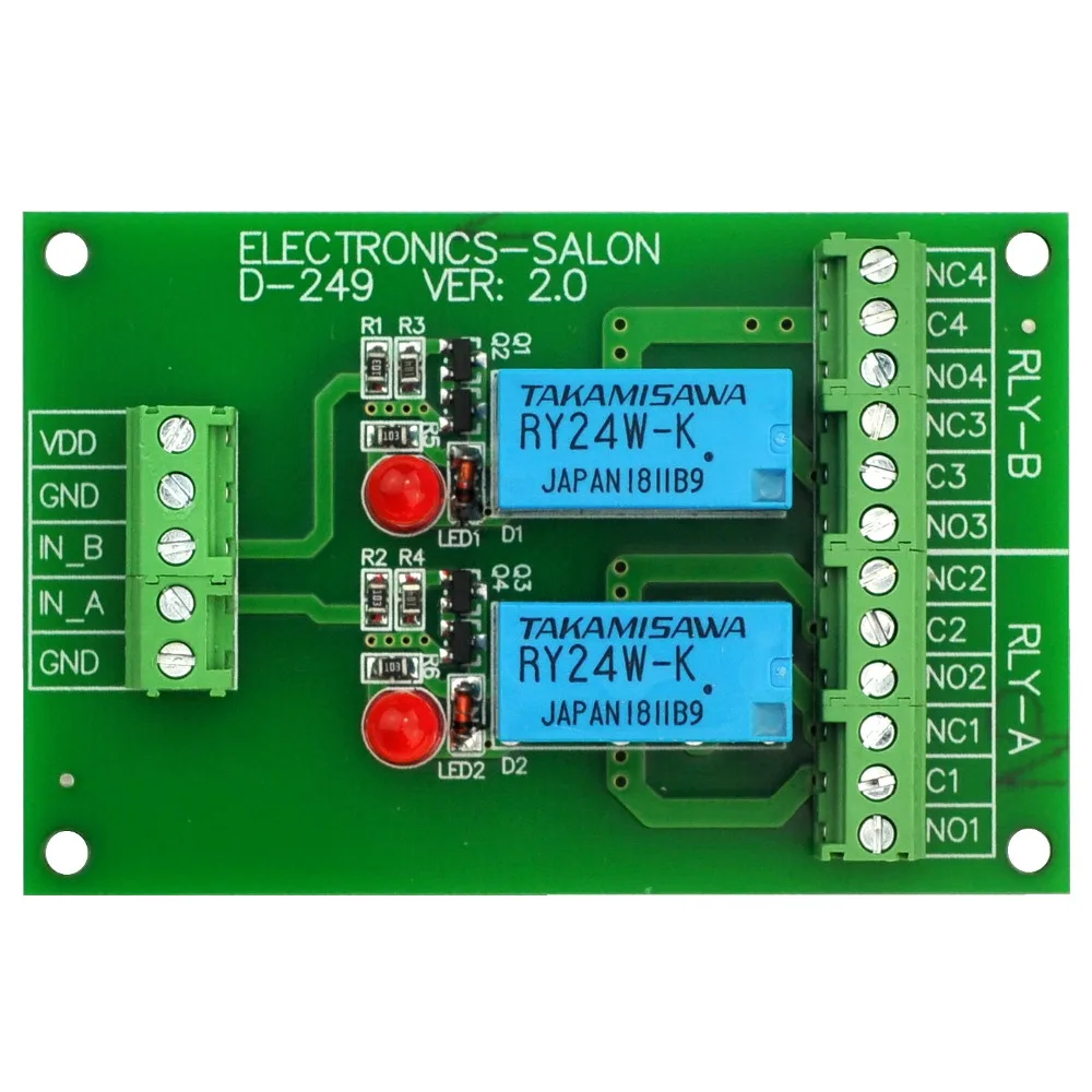 Electrónica-Salon 2 DPDT módulo de relé de señal, versión DC 24V, para Arduino Raspberry-Pi 8051 PIC.