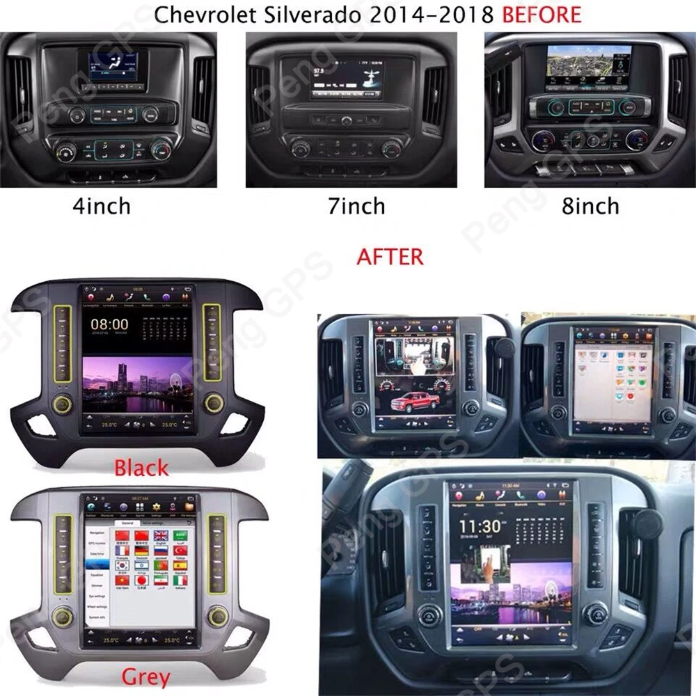 Tesla Vertical Screen for Chevrolet Silverado for GMC Sierra 2014-2018 Android  DVD Player Multimedia Car GPS Navigation 12.1