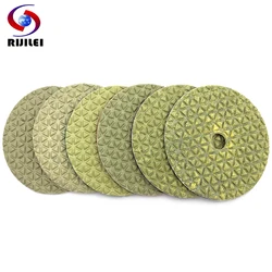 RIJILEI 6Pcs/Set 100mm Dry Polishing Pad 4Inch Diamond Polishing Pads Marble Grinding Disc Use for Granite Concrete Floor