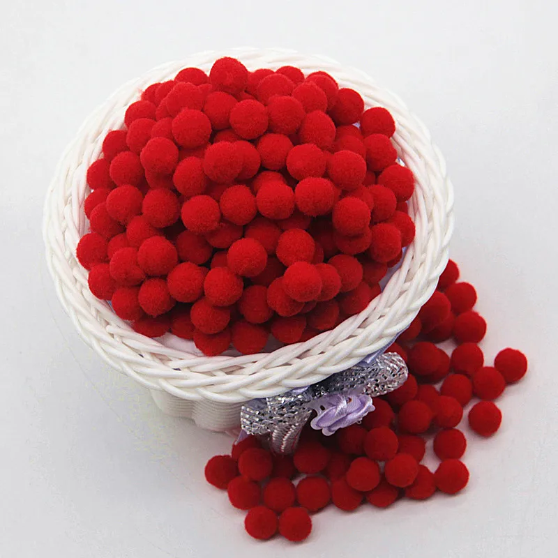 Red Pompom 8mm 10mm 15mm 20mm 30mm Pom Poms Ponpon Crafts Supplies DIY for Kids Toy Garment Sewing Home Wedding Decorations 20g