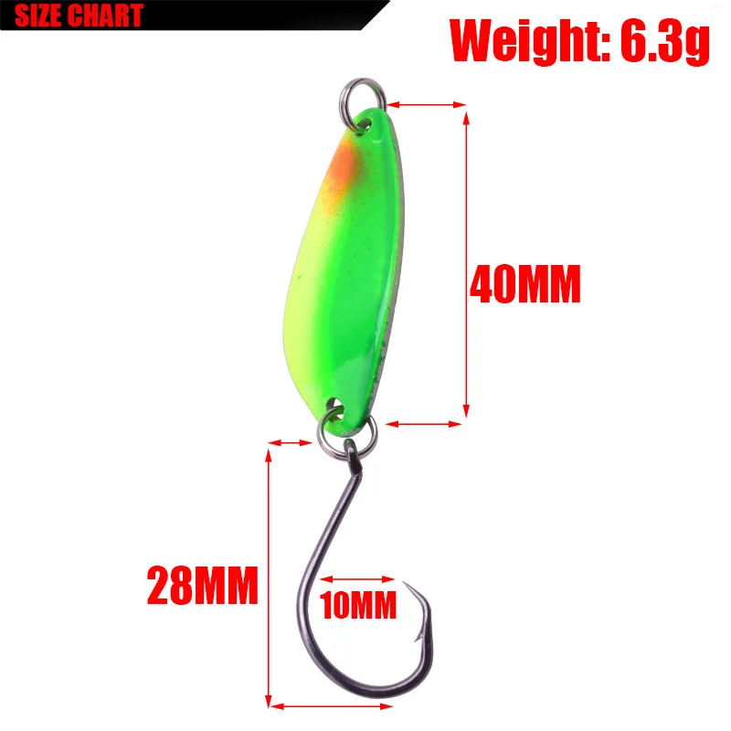 1Pcs Metal Spoon Bait Fishing Lure 4cm 6.3g Artificial Hard Baits 10 Color Bass Pike BKK hook Fishing iscas Tackle Accessories