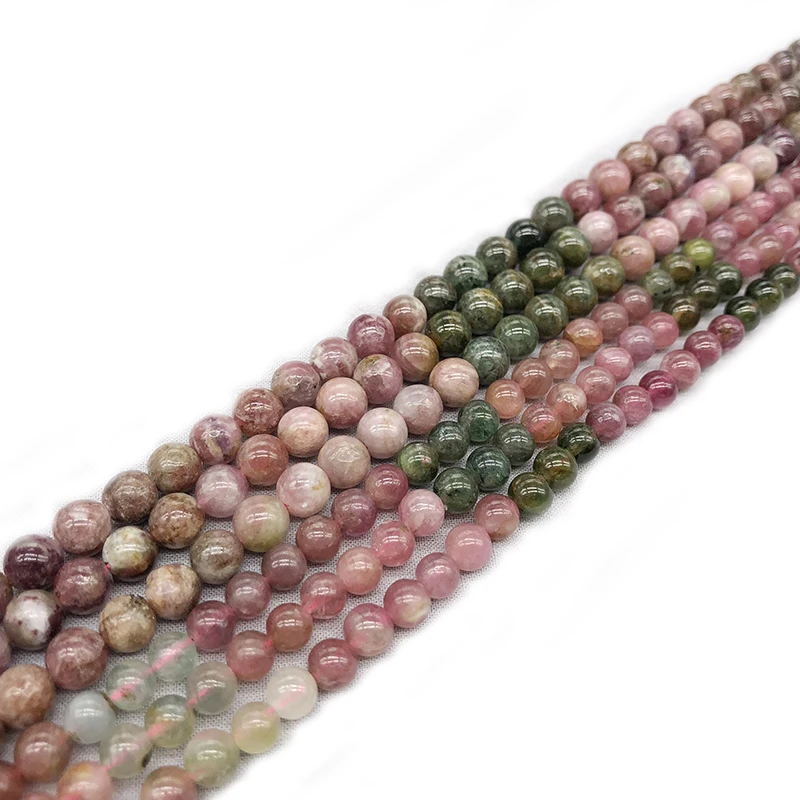 Natural Gem Tourmaline Stone Round Loose Beads 5 6 mm Fit Diy Multiple colors Beads Jewelry Making Accessories Wholesale