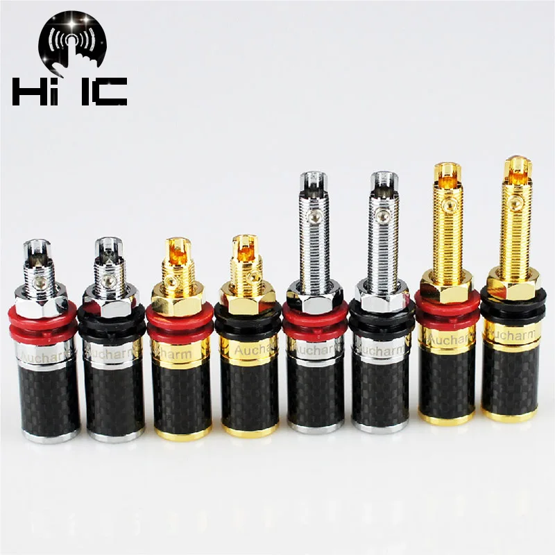 1Pair 4N Copper Carbon Fber Couple Terminals Red Black Connector HiFi Amplifier Terminal Binding Post Speaker