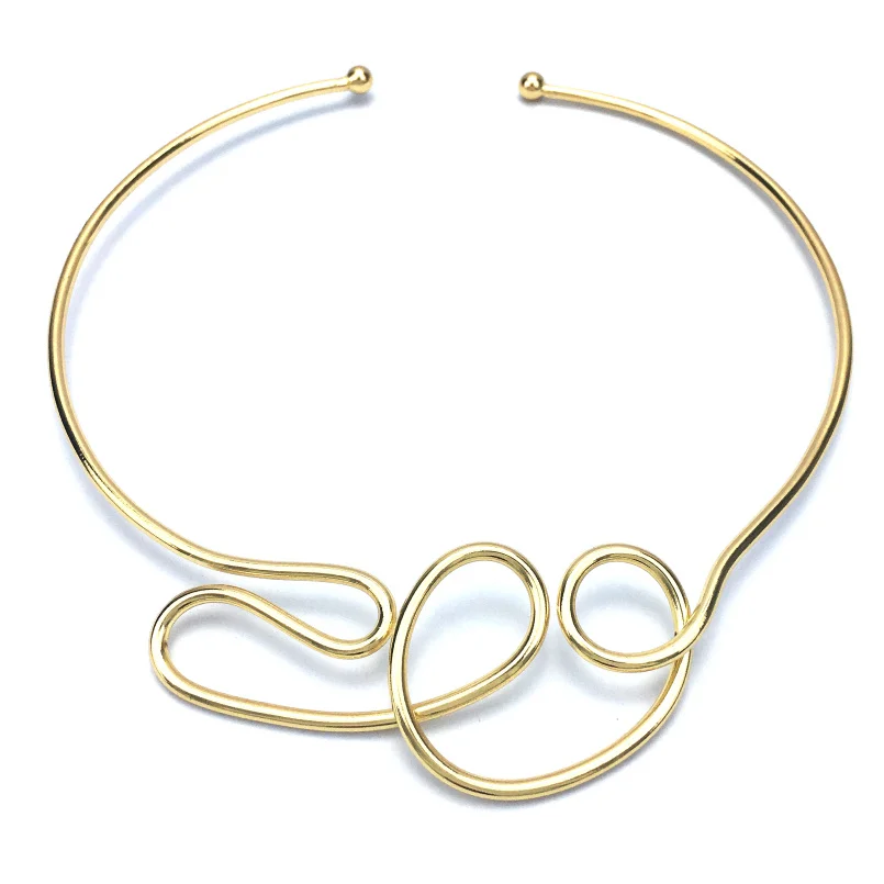 Punk Alloy Gold Color Chokers Necklace Metal Geometric Statement Necklace For Women Jewelry Accessories 2022 UKEN