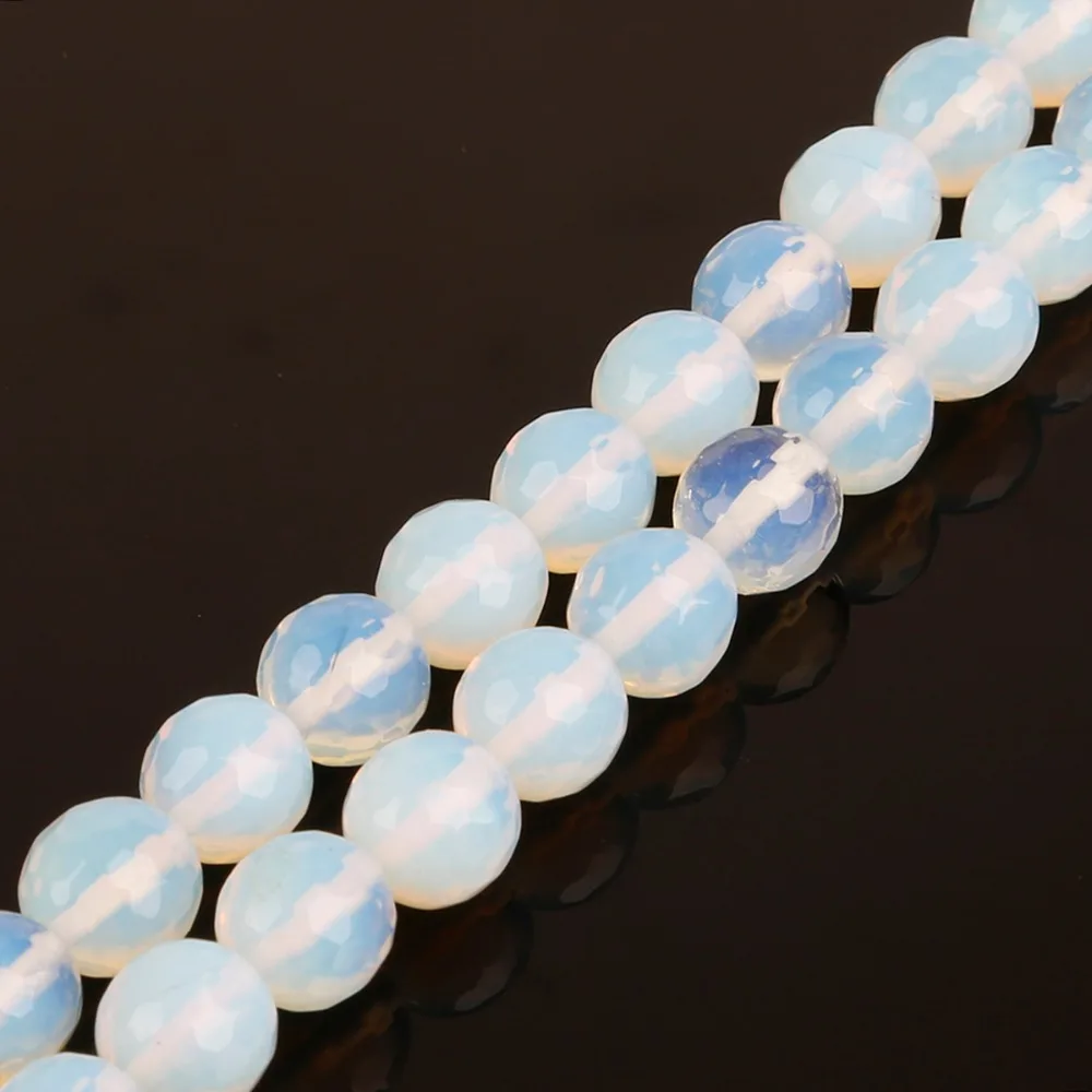 Natural Stone Beads White Opal Opalite Quartz Faceted Loose Beads 4 6 8 10 MM Fit Diy Charms Beading Beads For Jewelry Making