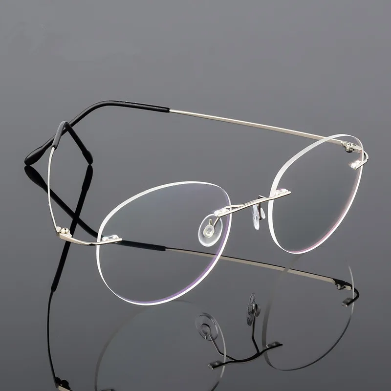 

Retro Round Foldable Ultra-light Memory Titanium Alloy Myopia Eyeglasses Rimless Elasticity Optical Glasses Frame Men Eyewear