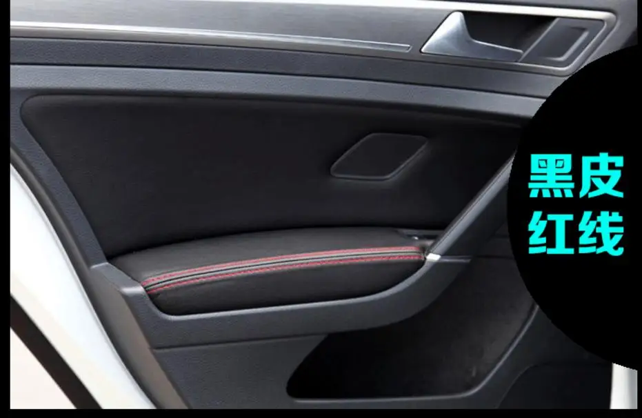 For Golf 7 2014 - 2018 Microfiber Front / Rear Door Panel Armrest  Leather Cover Protective Trim car interior