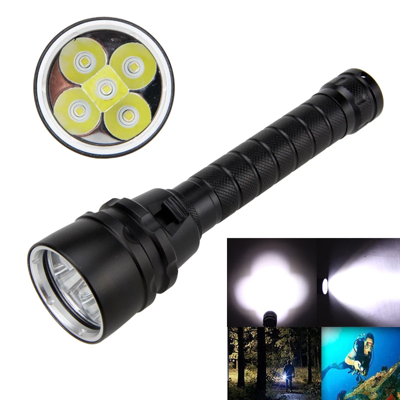 15000LM Scuba Waterproof LED Diving Flashlight 5*LED Flash Light Lantern Torch 100M Underwater White Diver Light