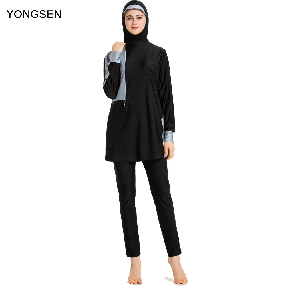 YONGSEN – maillot de bain musulman à manches courtes, Hijab islamique, couverture complète en Patchwork, pour femmes, nouvelle collection 2022