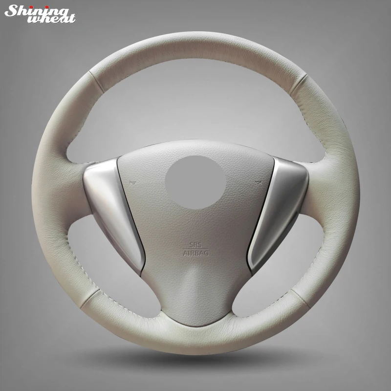 

Shining wheat Beige Leather Car Steering Wheel Cover for Nissan Tiida Sylphy Sentra 2014 Note