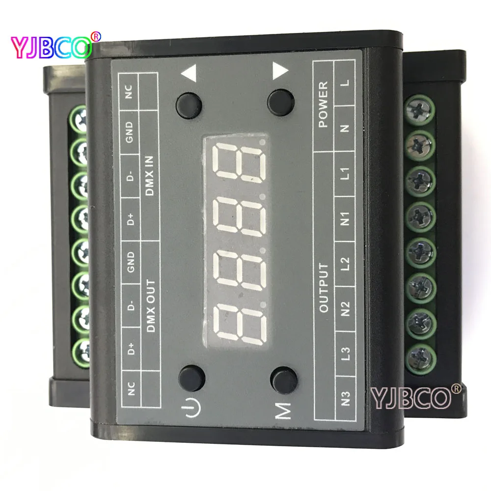 DMX302 High voltage DMX triac led dimmer brightness controller AC90V-240V 50Hz/60Hz Output 3channels 1A/CH for led panel light