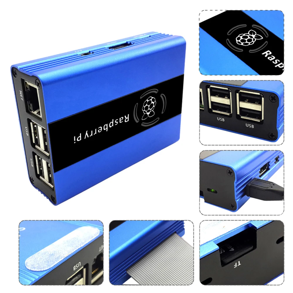 Custodia in alluminio Raspberry Pi 3,Pi 2, B + con ventola (blu)