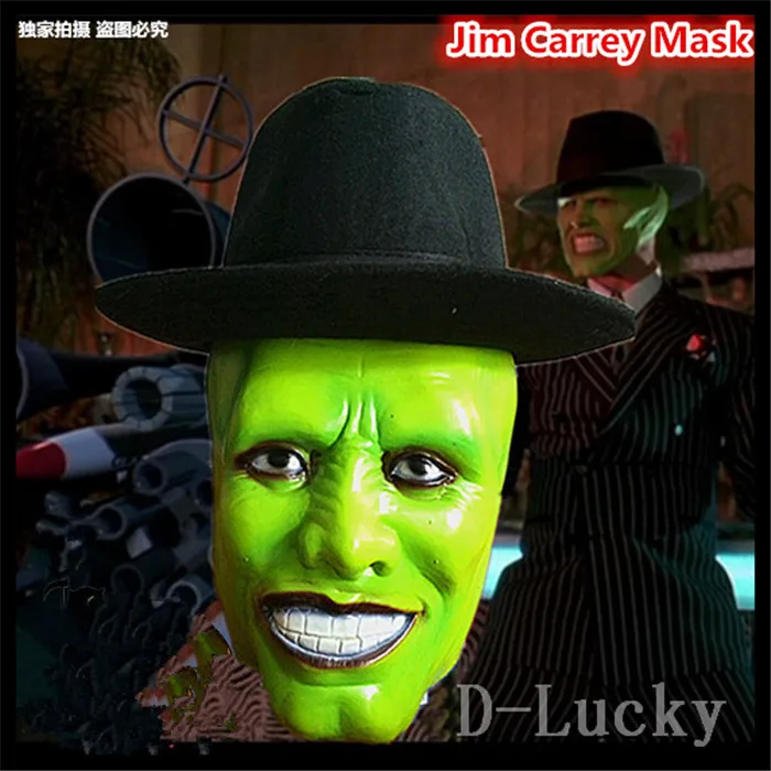 

Hot Selling Movies The Mask Jim Carrey Male Mask Mens Fancy Dress Superhero Comic Adults Costume Accessories Free shipping