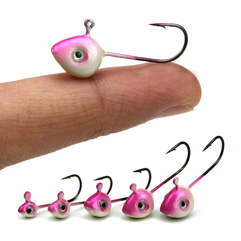 5pcs/lots 0.5g/1g/2g/3g/4g/5g/Luya mini fish lead hook can be used with soft insect hook jig heads pink color fishing hooks