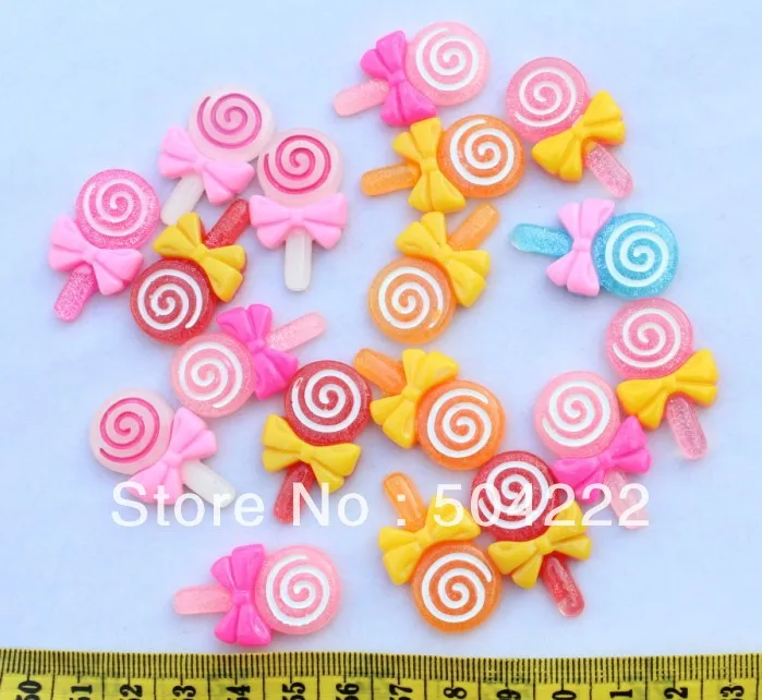 120pcs big lolly pop Lollipop Sweets Cabochons (33mm) Cell phone decor, hair accessory supply, embellishment, DIY sparkle