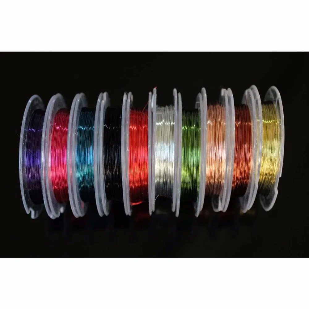 Tigofly 10 Random Colors Mini 0.3mmX10m Copper Wire Thread Larvae Nymph Fly Fishing Lure Ribbing Body Making Fly Tying Materials