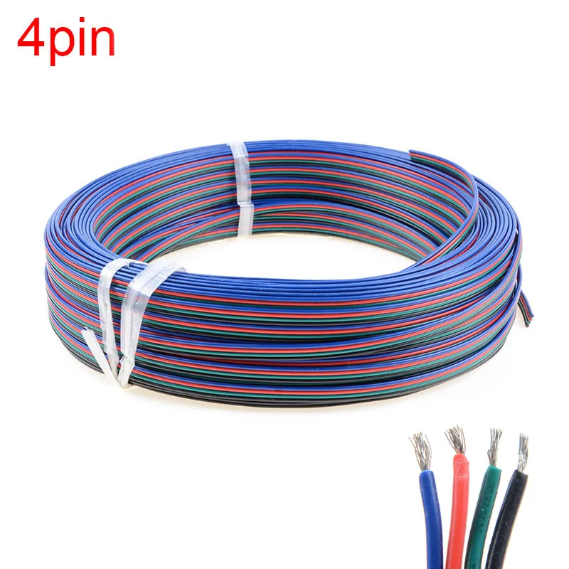 10m/lot RGB 4pin cable wire for LED RGB strip, 22AWG RGB 4 colors wire, 4pin Tinned copper extend wire