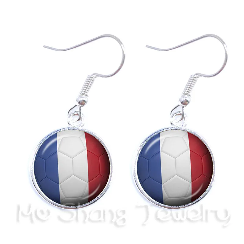 France/England/Iran/Spain/Uruguay/Tunisia National Flag Base Ball Fan Sports Fans Lover Jewelry 2018 Football cup Glass Earrings